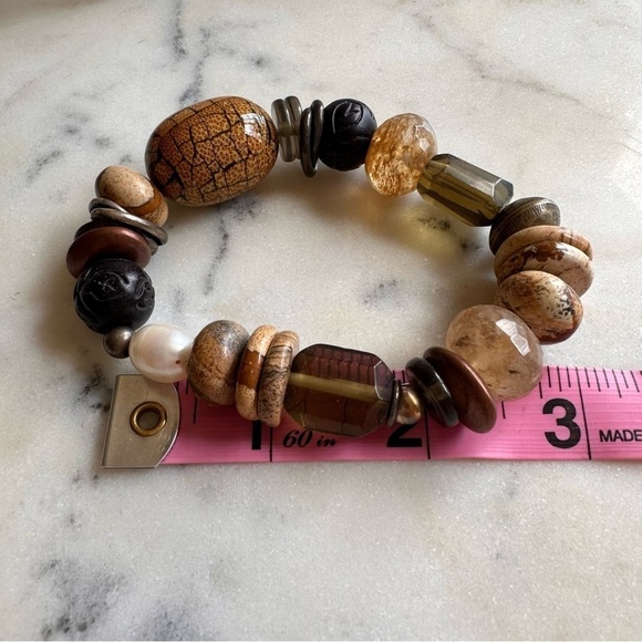 Silpada Jewelry Jasper & Mixed Stone Sterling Silver Stretch Bead Bracelet - Picture 7 of 7